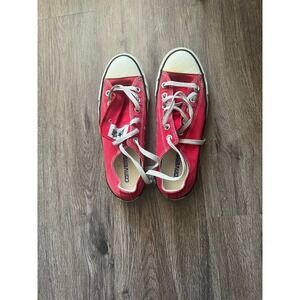 Converse Chuck Taylor All Star Low Top Red Canvas Sneakers M9696 Mens 6 Womens 8